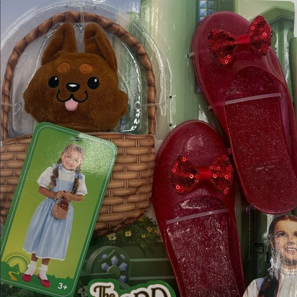 Wizard of Oz Dorothy Costume Bundle Dress Toto Basket Ruby Slippers 4-6X